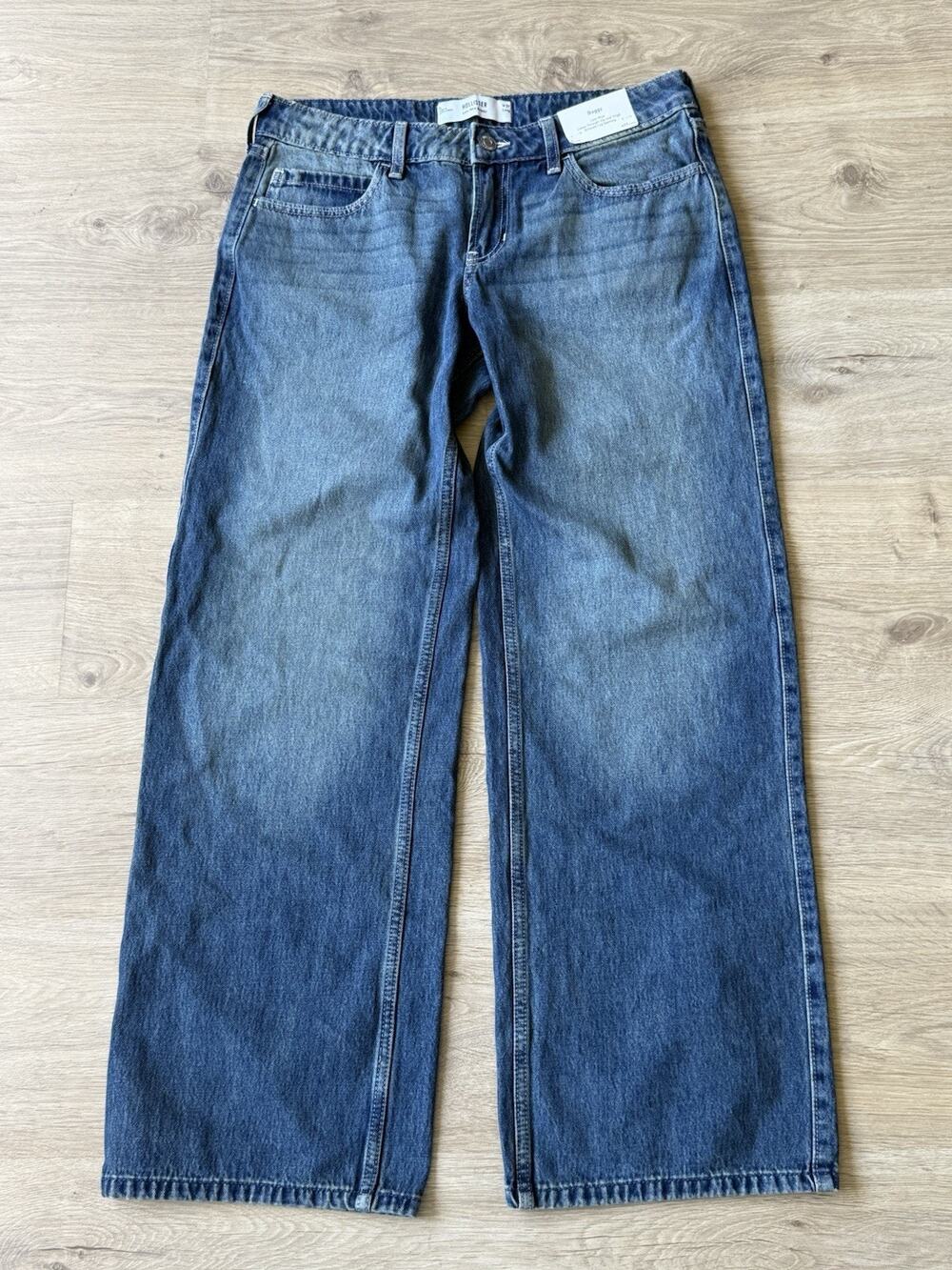 Hollister Low-Rise Baggy Jeans 8L W29L Light Wash Blue Wide Leg Skater Y2K Grung